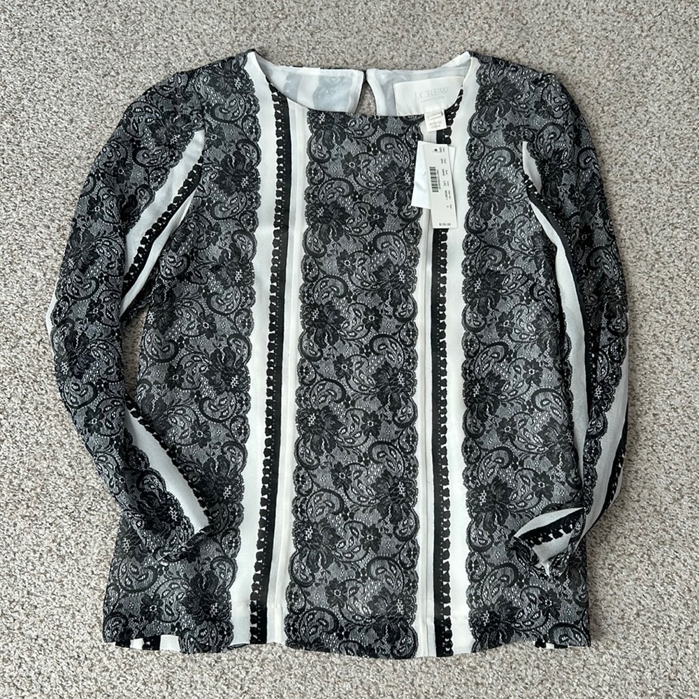 NWT J. Crew Collection Chiffon Toile Blouse, 0